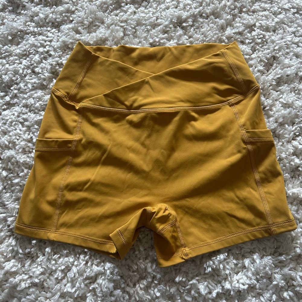 Women's Mustard Yellow High-Waisted Shorts
